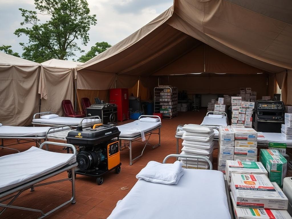 Field hospital medical supplies for disaster relief in Haiti