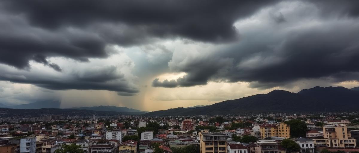 Port-au-Prince under heavy storm clouds during years of political unrest