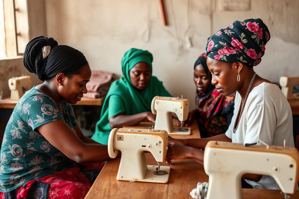 Women in a sewing and skills training workshop