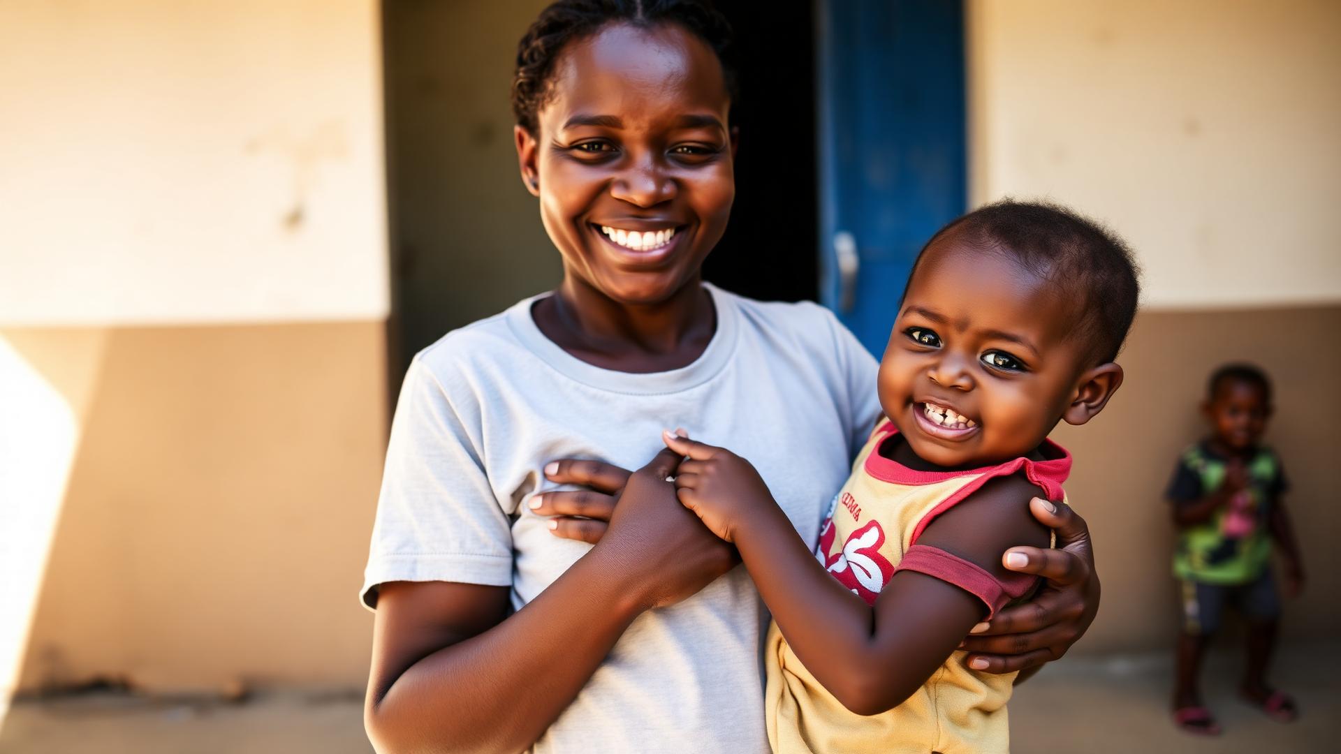 Mission Light of Life volunteer caring for a child at the orphanage in Haiti