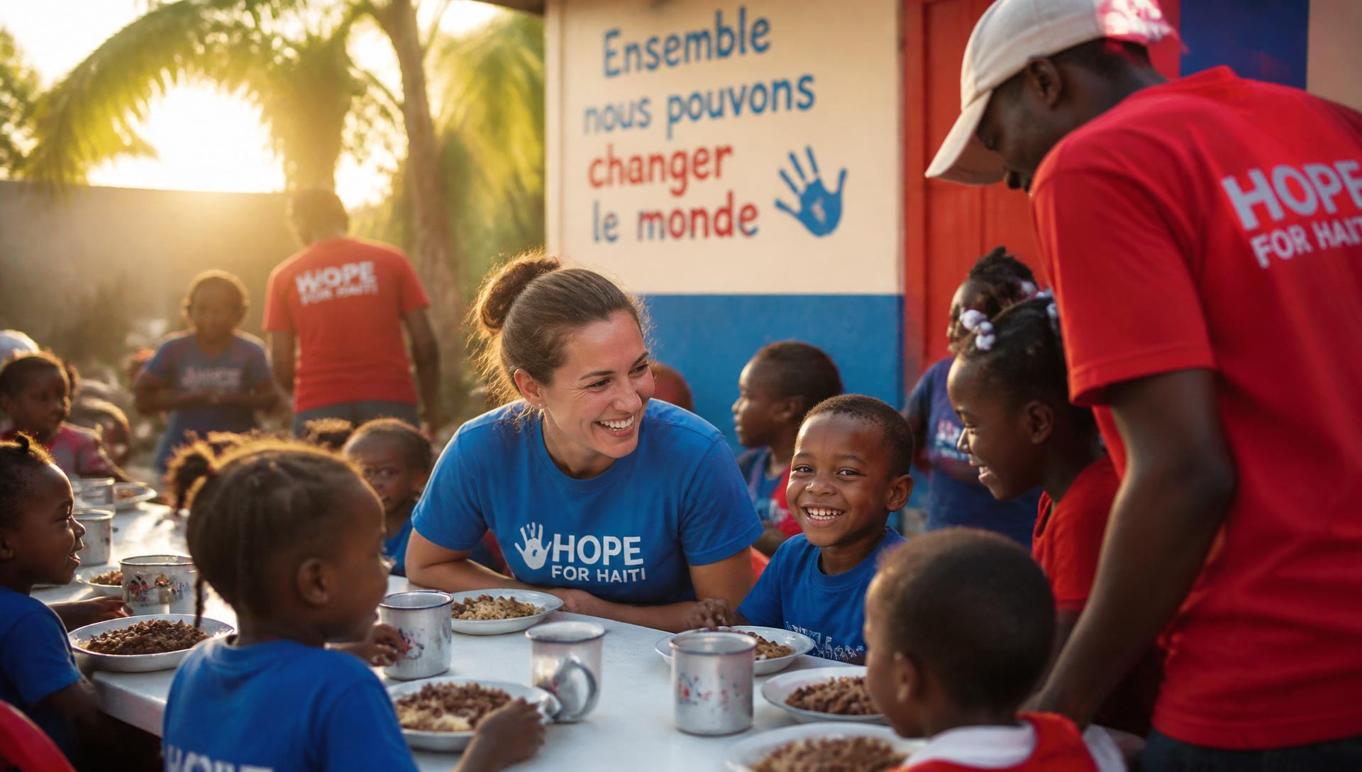 Children and volunteers sharing a meal through Mission Light of Life programs