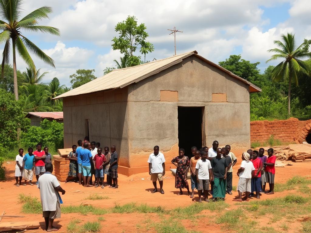 Church building under construction in rural Haiti
