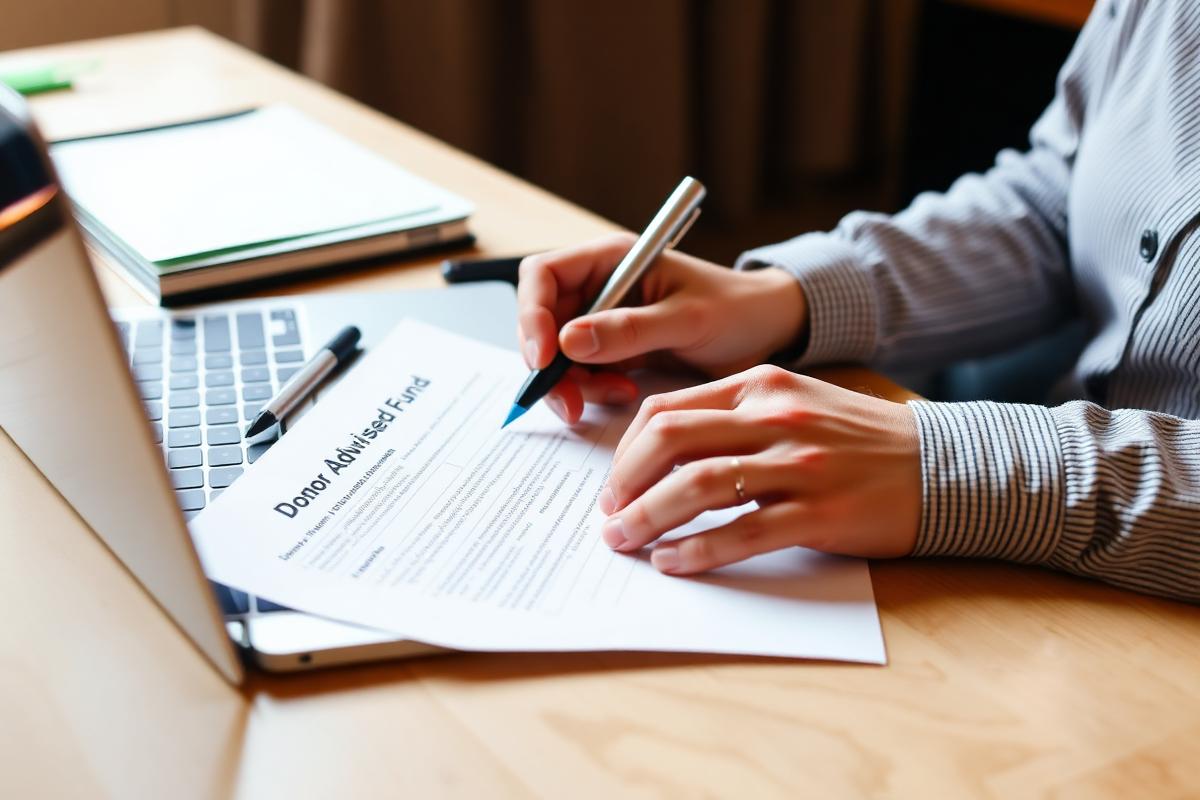 Donor filling out a donor advised fund form