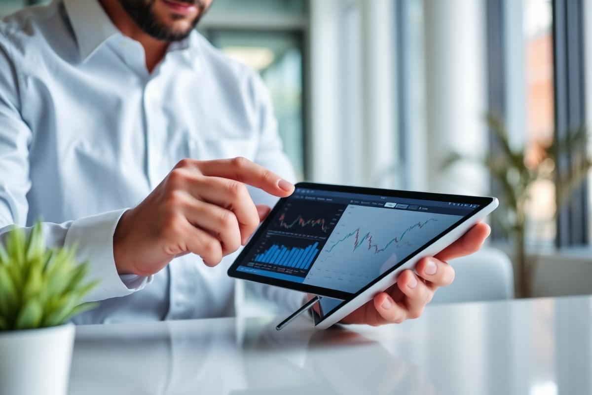 Advisor reviewing stock charts on a tablet