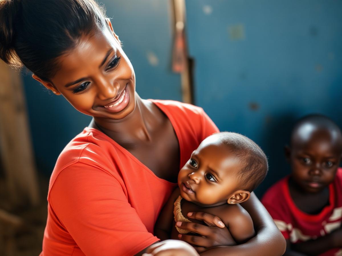 Mission Light of Life volunteer caring for a child
