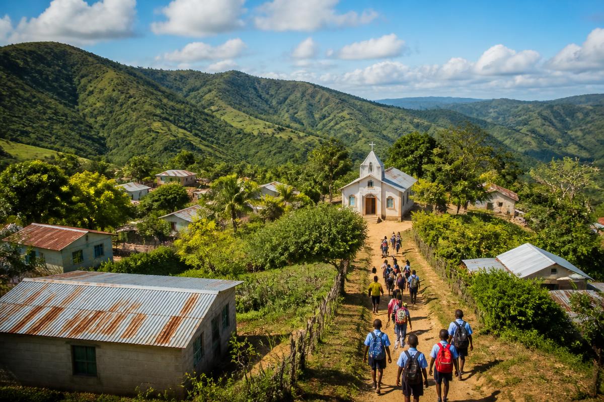 Haitian village in the mountains